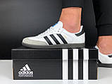 Чоловічі кросівки Adidas Samba шкіряні стильні молодіжні білі чорні сірі, фото 5