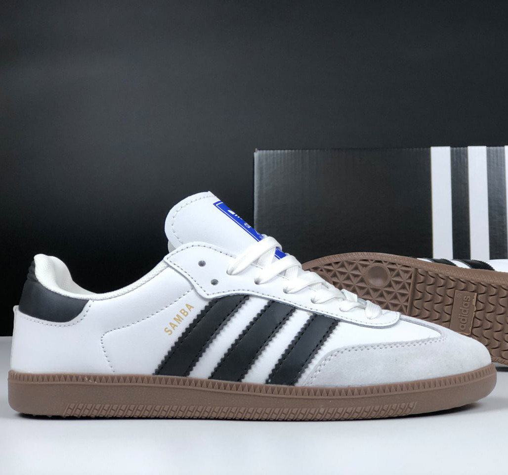 Чоловічі кросівки Adidas Samba шкіряні стильні повсякденні білі чорні