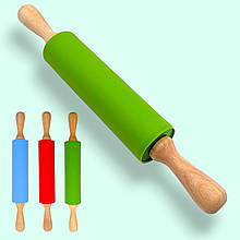 Скалка силіконова з дерев'яними ручками L38см робоча L19,5см D5см