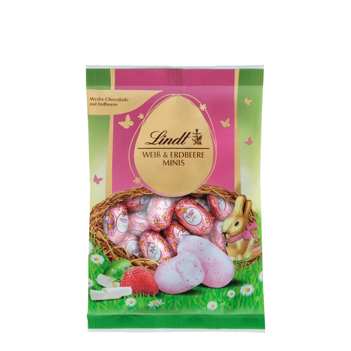 Цукерки шоколадні яйця Lindt Chocolate зі смаком полуниці 100 г