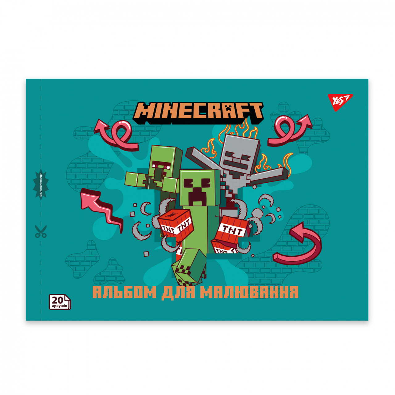 Альбом для малюв. на скобі 20/100 A4 з перфор. Minecraft №130596/Yes/(4)(128)