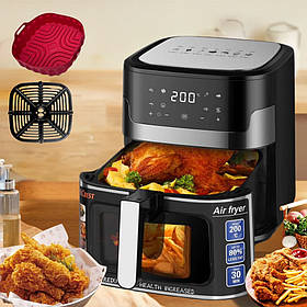 Аерофритюрниця сенсорна з 2 тенами ZP-109А аерогриль 10.5л з таймером та знімною чашею для дому 3500W