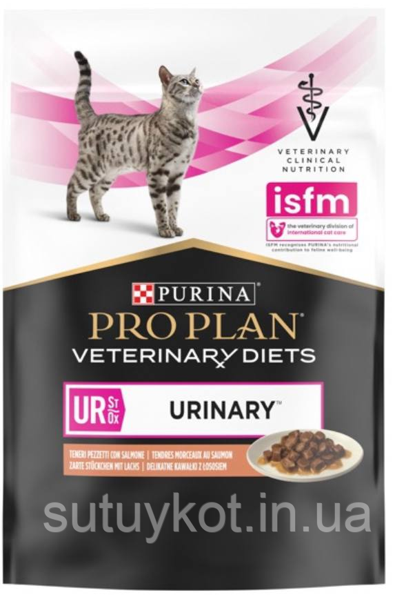 Корм вологий з лососем для котів Purina Pro Plan Vet Diets UR Urinary при хворобах сечовивідних шляхів 85 г