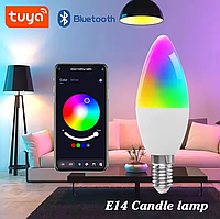Розумна лампочка E14 LED Smart Bulb RGB Bluetooth різнокольорова смарт лампа 9 Вт з керуванням у додатку Tuya