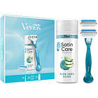 Promo Ціна! Набір косметики Gillette Станок для гоління Venus Smooth + 2 змінних леза + Гель для гоління Satin Care Алое Вера 75