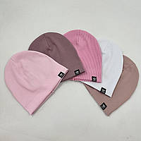 Трикотажна шапочка одинарна для дівчинки із рубчика «Adi», ОПТ