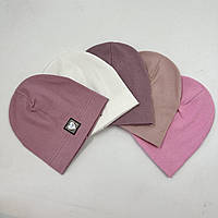 Трикотажна шапочка одинарна для дівчинки із рубчика «Wild», ОПТ