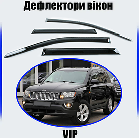 Дефлектори вікон, вітровики JEEP Compass 2013-2016 (скотч) VIP
