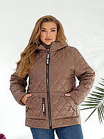 Демисезонная женская батальная куртка с капюшоном