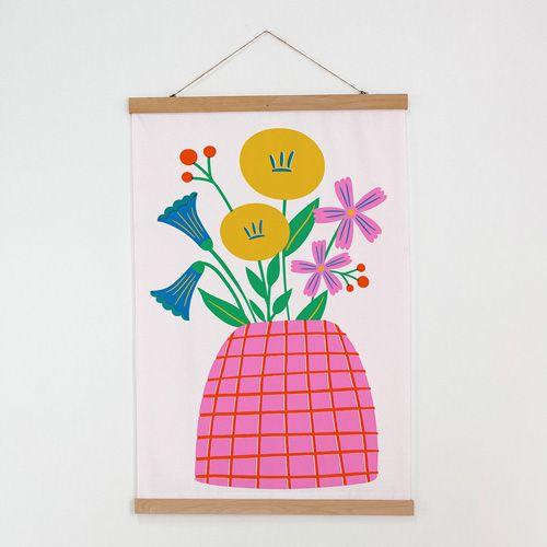 Постер тканинний на стіну Рожева ваза 60х93 см, фото 1