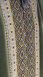Чоловіча вишиванка довгий рукав зелене домоткане полотно розмір 52, фото 3