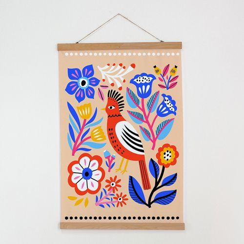Постер тканинний на стіну Птахи і квіти 60х93 см, фото 1