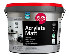 Фарба для стін глибокоматова VIVACOLOR Acrylate Matt стійка до миття, біла, 0,9л