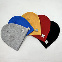 Трикотажна шапочка одинарна для хлопчика із рубчика «CK», ОПТ
