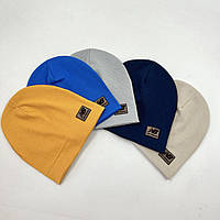 Трикотажна шапочка одинарна для хлопчика із рубчика «NB», ОПТ