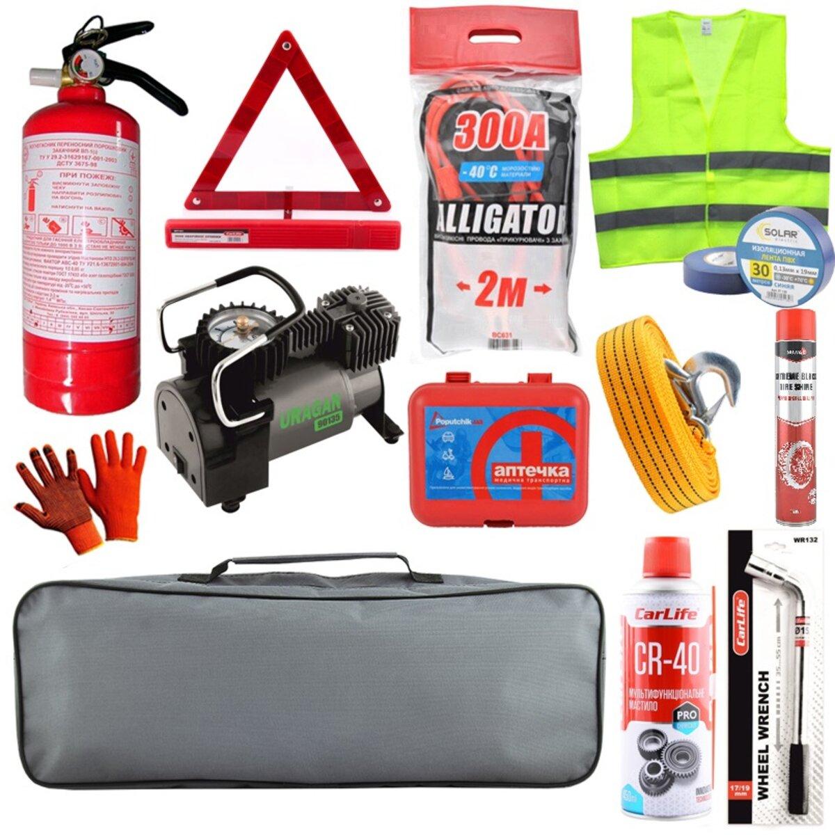 Ремонтний набір автомобіліста з компресором Uragan, фото 1