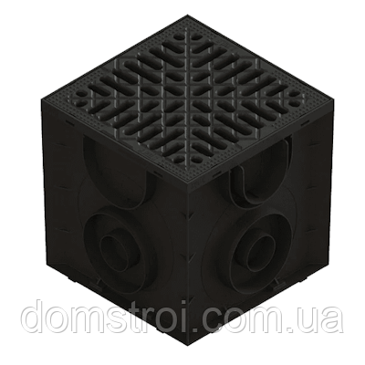 Дощоприймач пластиковий з решіткою VODALAND «Base» (300х300 мм) Чорний