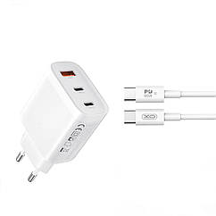 Мережевий зарядний пристрій XO L117-CC PD45W, QC18W USB-A 2xUSB-C White (L117-CC.white)