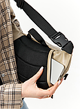 Повсякденна молодіжна стильна сумка шкіряна бананка великого розміру з безліччю кишень для дівчат, фото 8