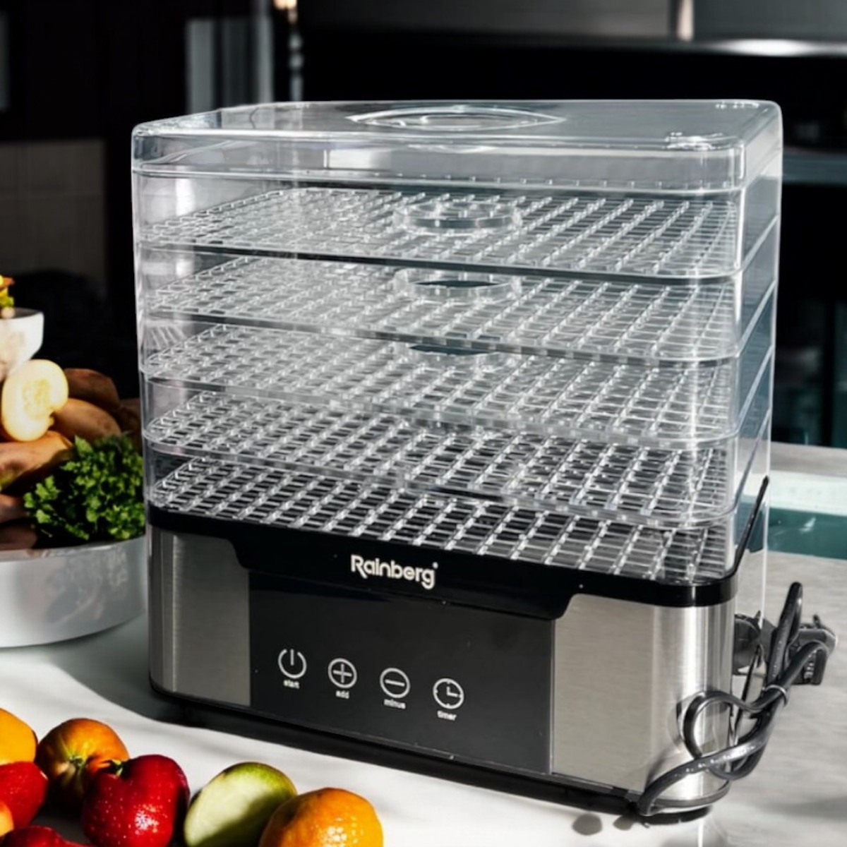 Електрична сушка Rainberg 1000 Вт на 5 ярусів для овочів фруктів і м'яса з терморегулятором 35-80°C, фото 1