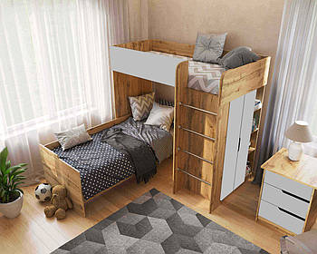 Ліжко горище для двох, двоярусне ліжко кімната для дітей і підлітків 1900х800/900 Сірий