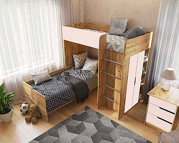 Ліжко горище для двох, двоярусне ліжко кімната для дітей і підлітків 1900х800/900 Сакура
