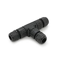Кабельний T-розгалужувач EW-P20T-3P, під кабель 5-9 мм, 16 A, 450V, Black