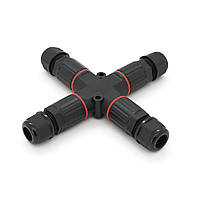 Кабельний X-розгалужувач EW-P20X-2P, під кабель 9-12 мм, 24A, 450V, Black