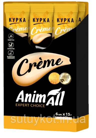 Ніжні ласощі для кішок AnimAll Сrème зі смаком курки,  6х15 гр, фото 1