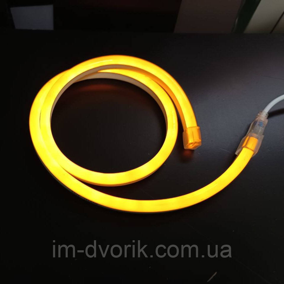 Неон LED 220V жовтий – комплект 1 м з адаптером