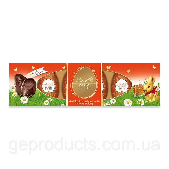 Шоколадні яйця Lindt алкогольні віскі-трюфель 108г