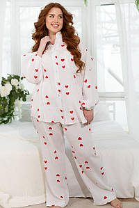 Р. 46-68 Жіночий домашній мусліновий комплект-двійка magret 2208 із сорочкою і штанами великих розмірів