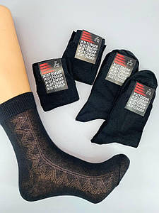 Чоловічі літні чорні бавовняні шкарпетки з візерунком (39-40 взуття ) 10пар/уп