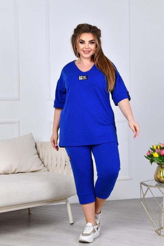 Жіночий костюм бриджі та туніка на літо великого розміру