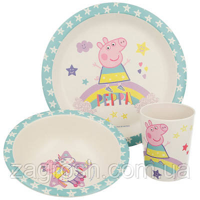 Promo Ціна! Набір дитячого посуду Stor Peppa Pig - Magical Bamboo 3 Pcs Set With Rim (Stor-01385) - тільки на ZaGrosh.com.ua, фото 1