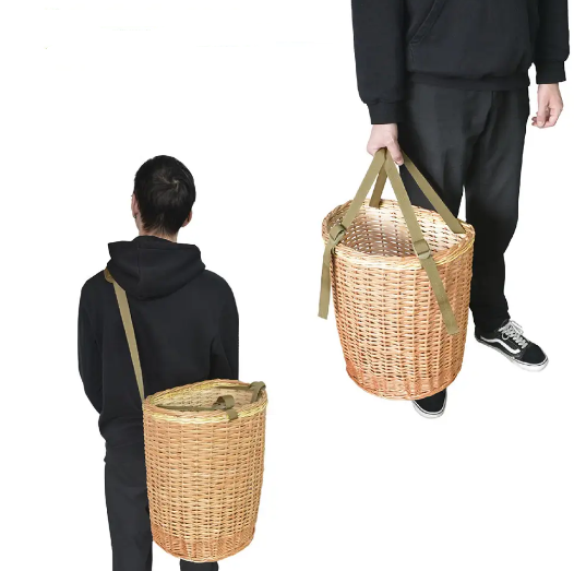 Кошик плетений з лози з ручками трансформерами для збирання та транспортування грибів, фото 1