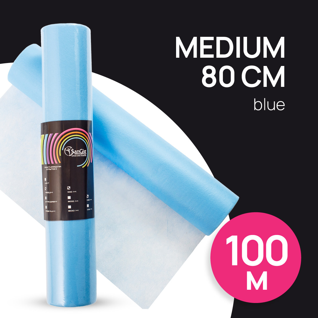 Простирадло в рулоні SanGig 0.8х100 м - Medium - Блакитний, фото 1