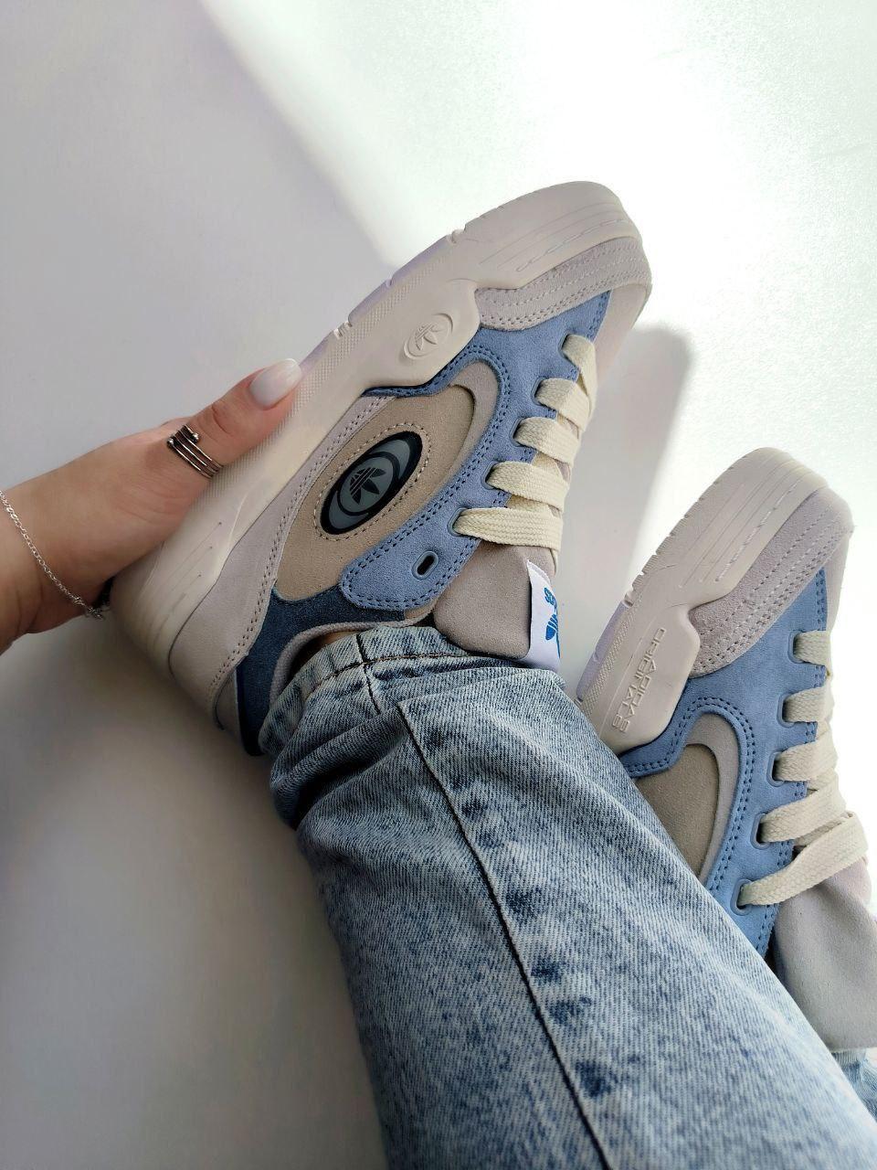 Жіночі демісезонні кросівки Adidas adi2000 Beige Blue (бежеві із синім) спортивні кроси 01281 Адідас vkross