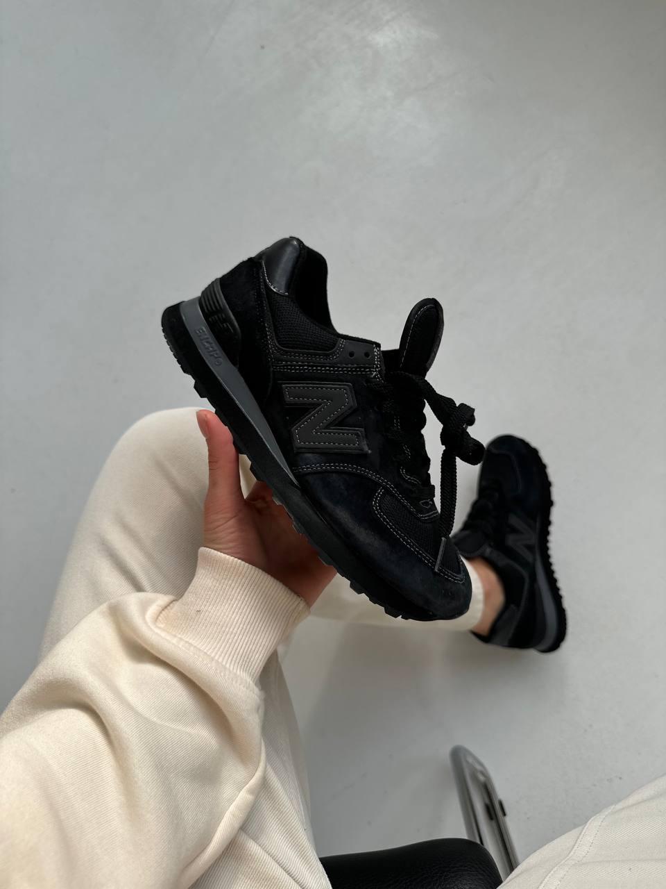 Жіночі демісезонні кросівки New Balance 574 "Triple Black" (чорні) повсякденні кроси NB087 Нью Беленс vkross