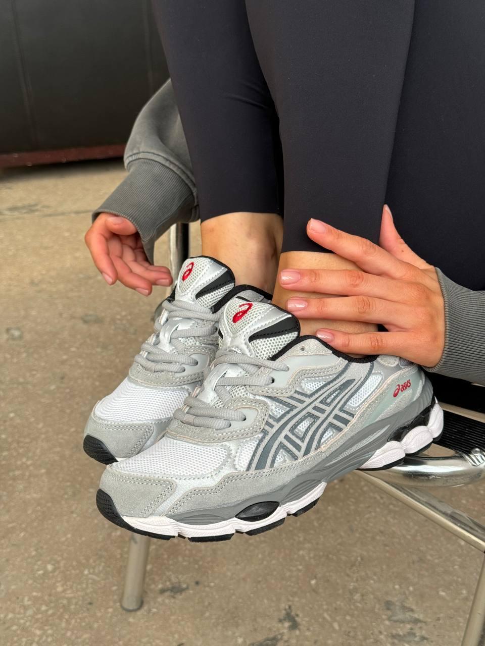 Жіночі демісезонні кросівки Asics GEL-NYC 'White Steel Grey' (біло-сірі) спортивні кроси AC010 Асикс vkross
