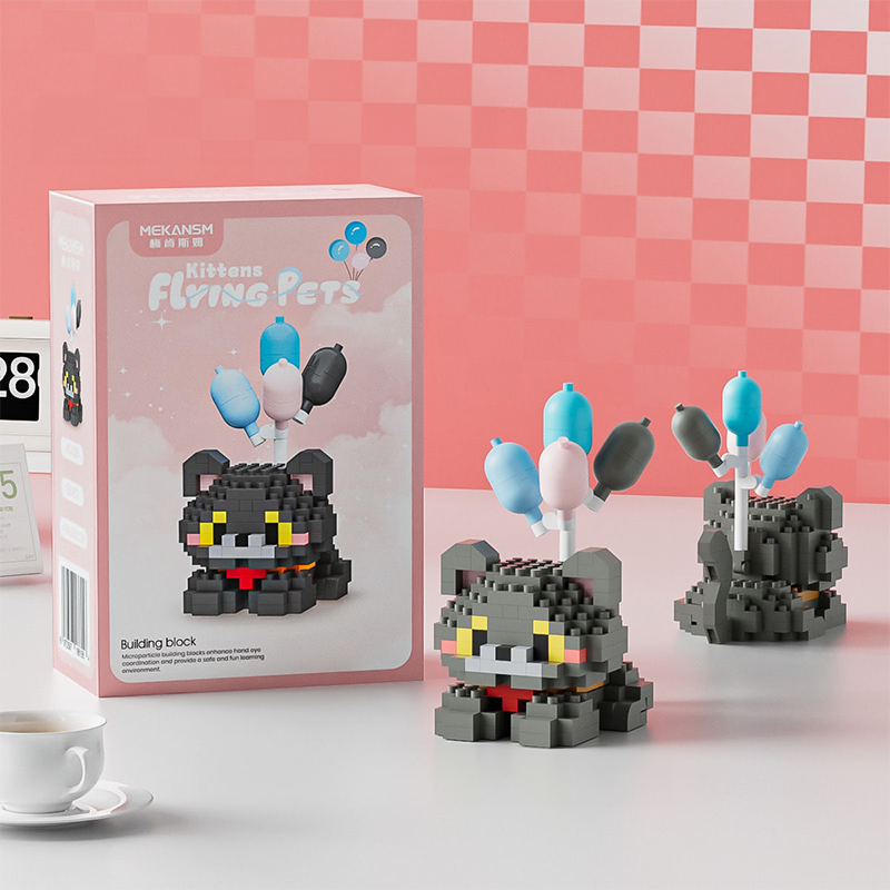 Конструктор блоковий дитячий кіт котик кішка кошенятко Мальтійська з кульками