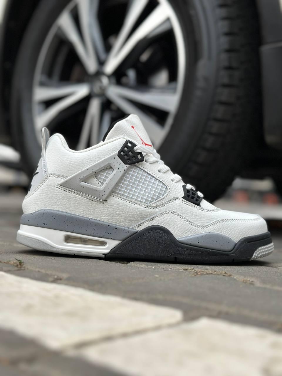 Чоловічі кросівки Nike Air Jordan 4 Cement (біло-сірі) високі повсякденні кроси 2346 Найк vkross, фото 1