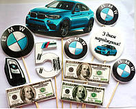 Фігурки машини, топери цукрової пасти для хлопчик, їстівні картинки на день народження