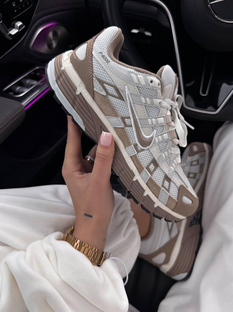 Жіночі демісезонні кросівки Nike P-6000 Hangul Day (білі з коричневим) модні спортивні кроси 2718 Найк vkross