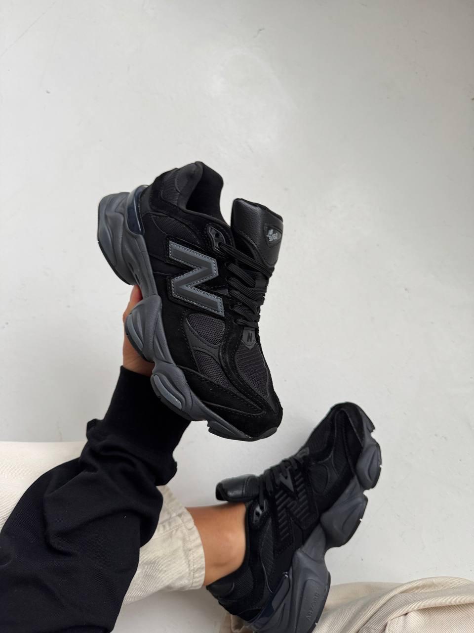 Чоловічі спортивні кросівки New Balance 9060 Total Black (чорні) демісезонні кроси NB095 Нью Беленс vkross, фото 1
