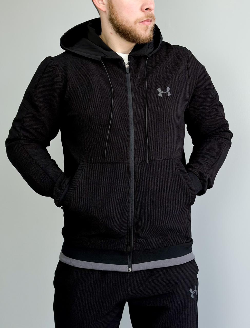 Чоловічий спортивний костюм Under Armour чорний з капюшоном Андер Армор Туреччина