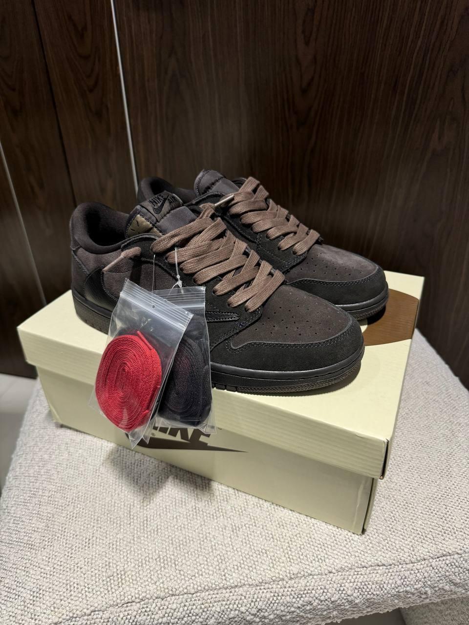 Чоловічі кросівки Nike Jordan Low x Travis Scott Brown (коричневі) спортивні jd17 Найк vkross, фото 1