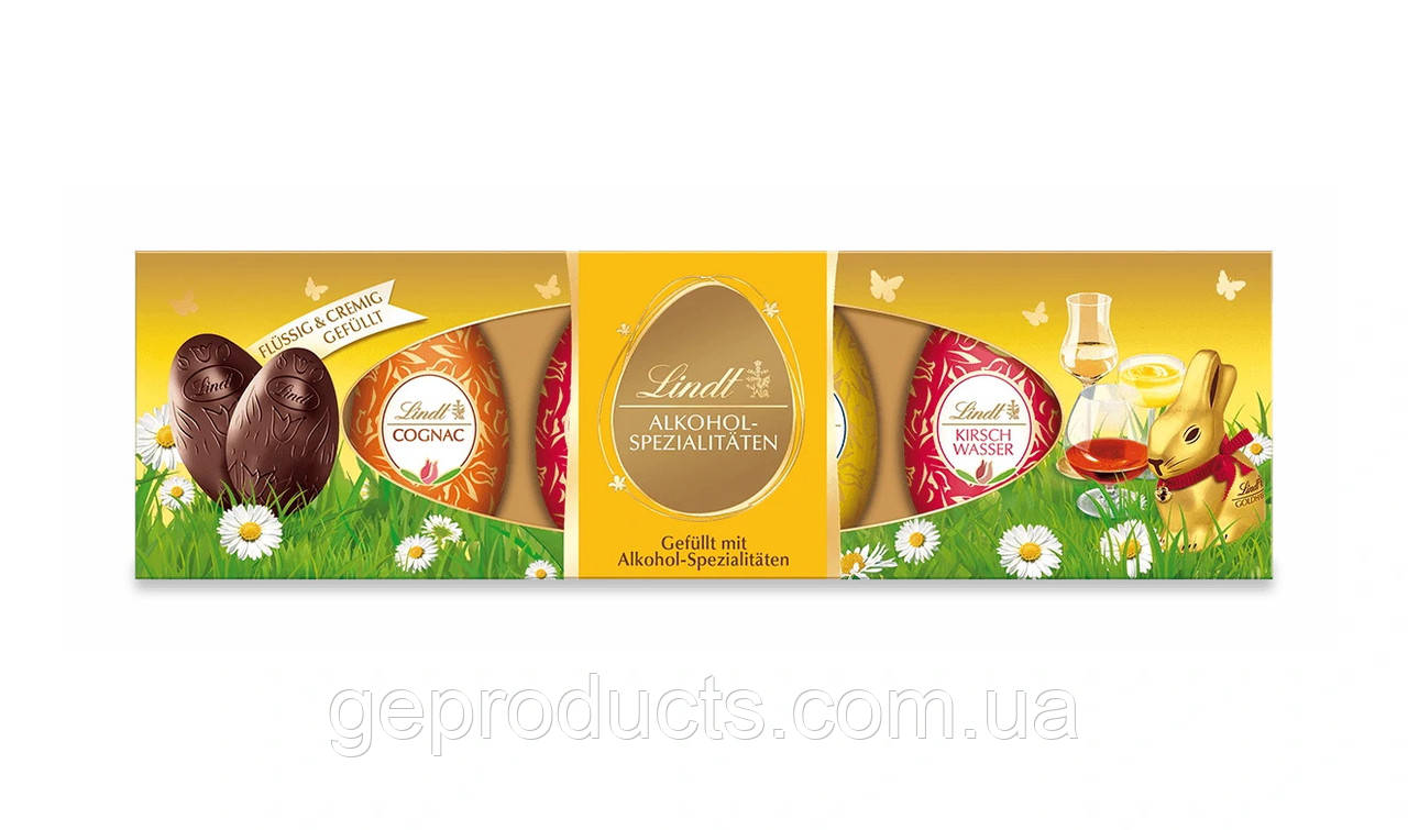 Шоколадні яйця Lindt алкогольні асорті 108г