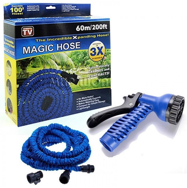 Шланг садовий для поливання Magic X-HOSE PRO для поливання 60 метрів Синій