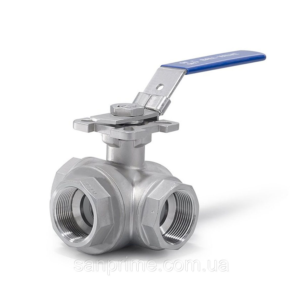 Кран кульовий 3-х ходовий мод.2421, Т-порт, SS 304, Т - +180°C, PN-4,0 МПа, G-1/2 ", DN-15